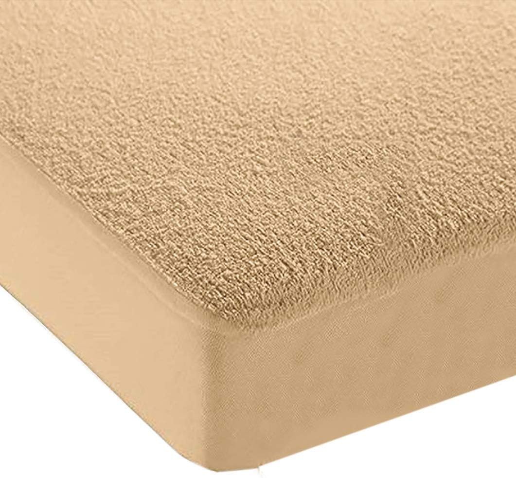 Terry Mattress Protector 30 x 72 x 10 Inches Waterproof Fitted Mattress Cover Soft Breathable Washable Bed Protector Beige-image-41