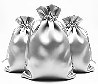 Vista 29 de Bolsas con cordón de satén azul bebé para regalo y recuerdo de boda, 5 x 8 pulgadas, 50 por paquete