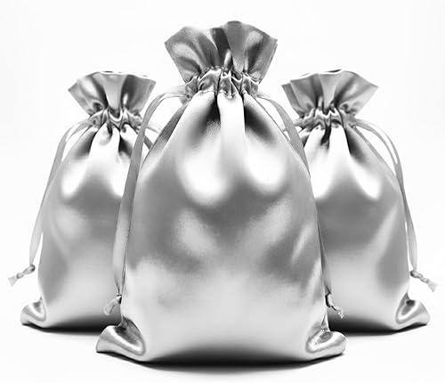 Miniatura 34 de Bolsas de regalo de satén blanco de 4 x 6 pulgadas, bolsas de joyería, bolsas de cordón para regalos de boda, bolsas de regalo de Navidad para baby