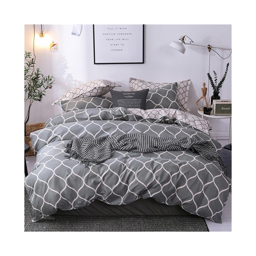 VHKJewE Geometric Duvet Cover Set Reversible Comforter 3 Piece Modern Soft Luxury Bedding(US Queen 229x229cm)