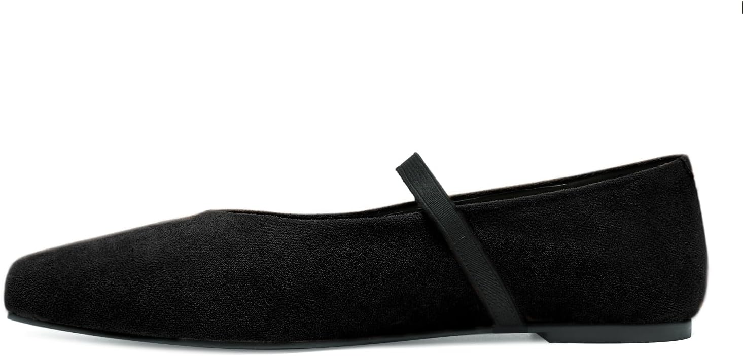 Ballet Flats for Women Square Toe Mary Jane Flat Comfort Slip On Work Ballerina Shoes with Elastic Strap - Image 6