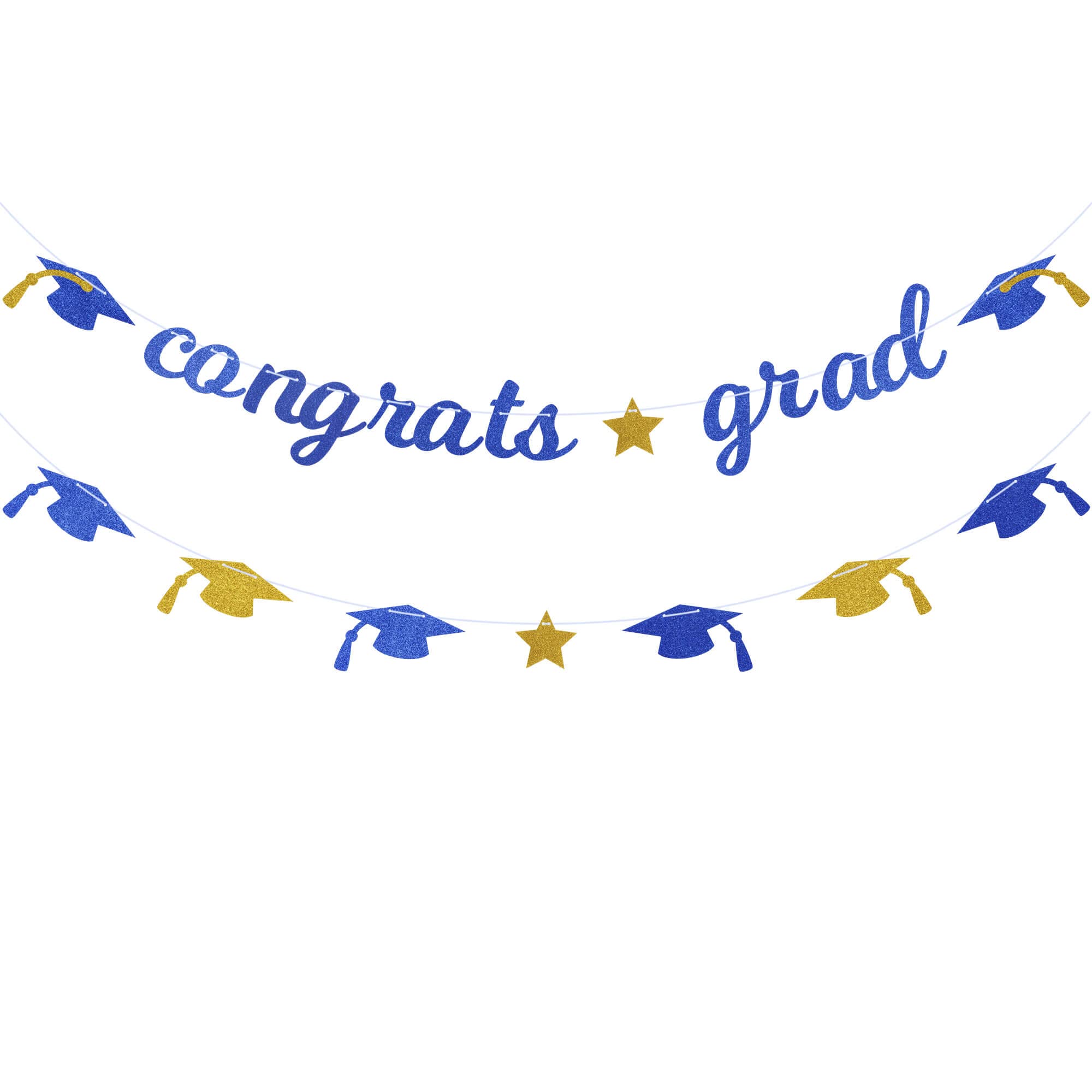 Pargleev Congrats Grad Glitter Banner 2025 Graduation Congratulations Party Decorations Blue