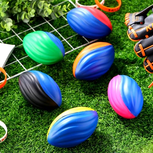 Image of Jerify 12 Pcs Mini Footballs for Kids Spiral Foam Football Bulk 5 Inch Soft Small Waterproof Foam Ball Sports Birthday Toddler Football for Indoor and Outdoor Game(Bright Color)