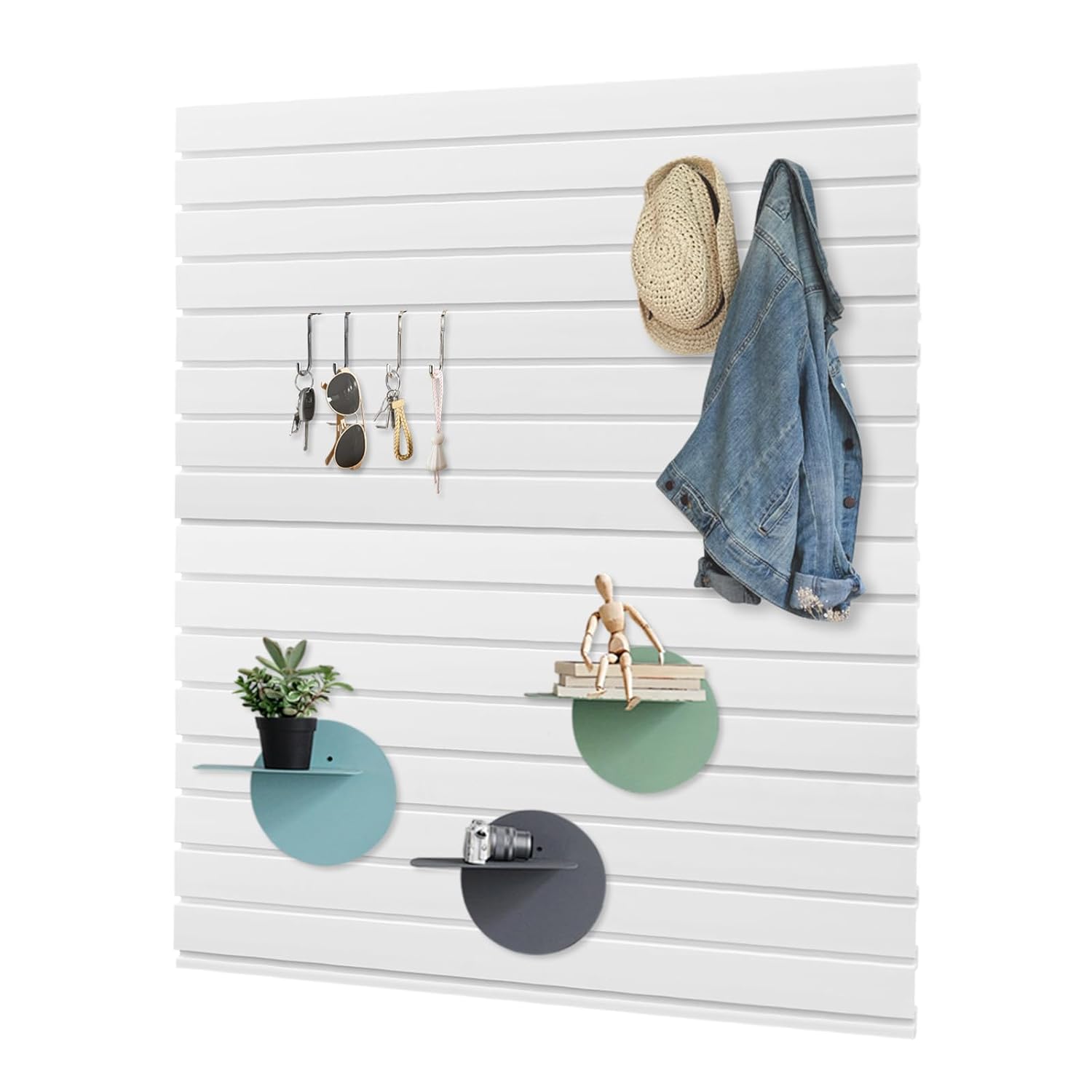 PVC Slat Wall Paneling 8x4 ft, Garage Slatwall Storage System with Modular Design, Easy-to-Install Wall Mounted Tool Organizer for Garage, Shop, Home Display