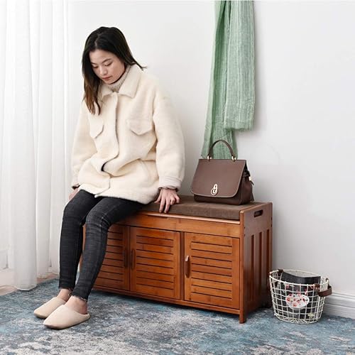Miniatura 6 de JOYGOOD Bancos de almacenamiento Zapatero Banco de asiento para botas Banco de botas de estilo chino Estante de zapatos de entrada vintage Pasillo