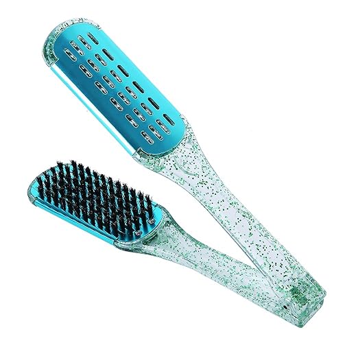 Miniatura 7 de Cepillo de pelo con abrazadera de cerdas de jabalí, enderezadora de cerámica de doble cara con abrazadera, desenredar y peinar el cabello