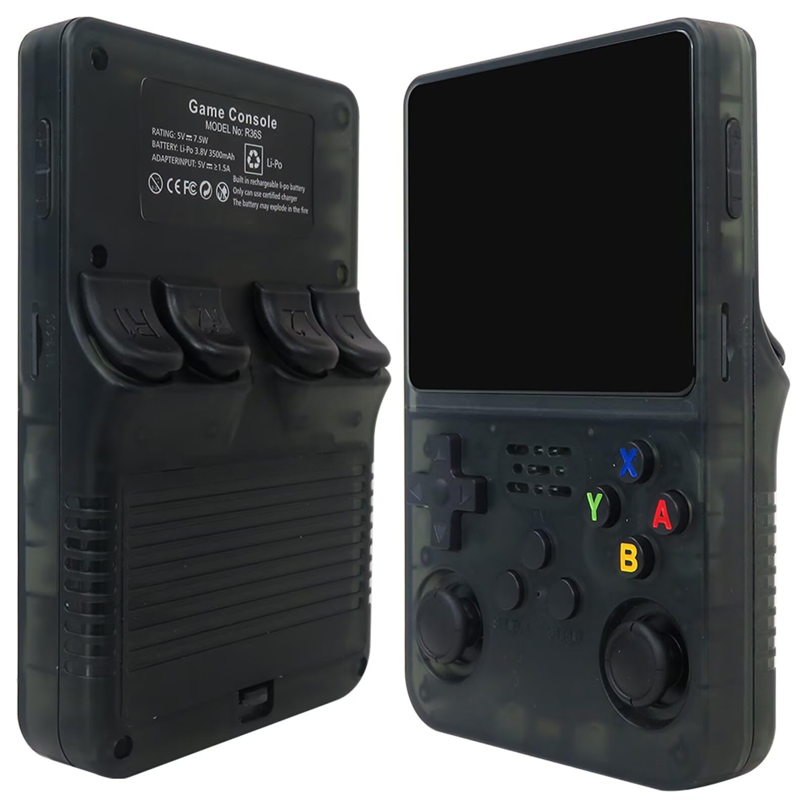 HaeKap New Upgraded R36S Retro Handheld Game Console with 128G 3.5 Inch IPS Screen Built-in 15000+ Classic Games Open Source Linux System Portable Pocket Video Player (Black )