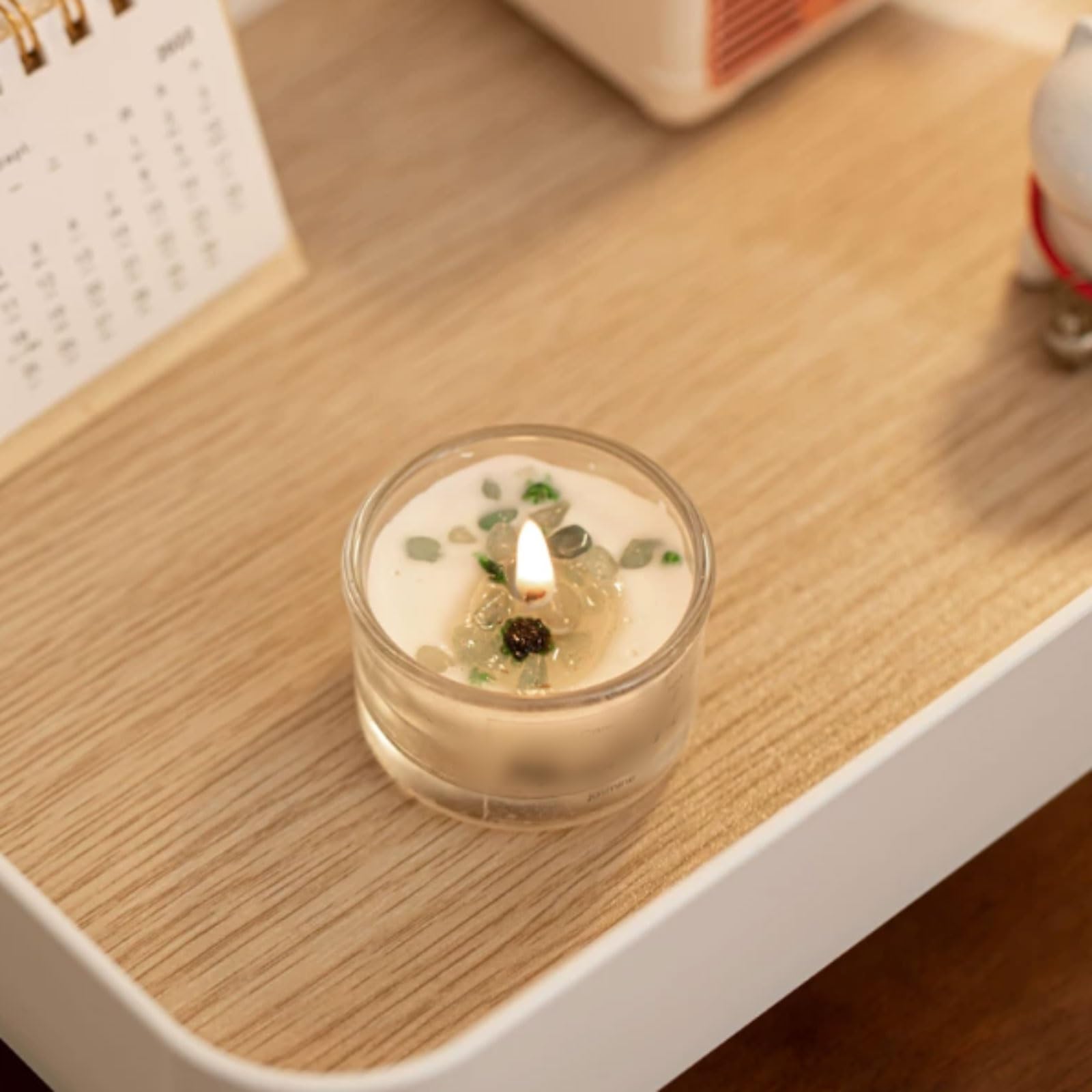 Exquisito Velas de cristal hechas con cera de soja y aceites esenciales, vela perfumada reutilizable for vacaciones en casa, relajación y Spa, 4 Uds. meloso(Gardenia)