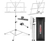 5 CORE Music Stand Height Adjustable Desktop Book Stands Portable Sheet Holder All Metal Bookstand Foldable Atril Para Partituras w Carrying Bag & Clip White - MUS FLD WH