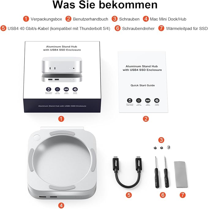 Qwiizlab Hub USB4 con caja SSD para Mac mini M4 Pro miniatura 6