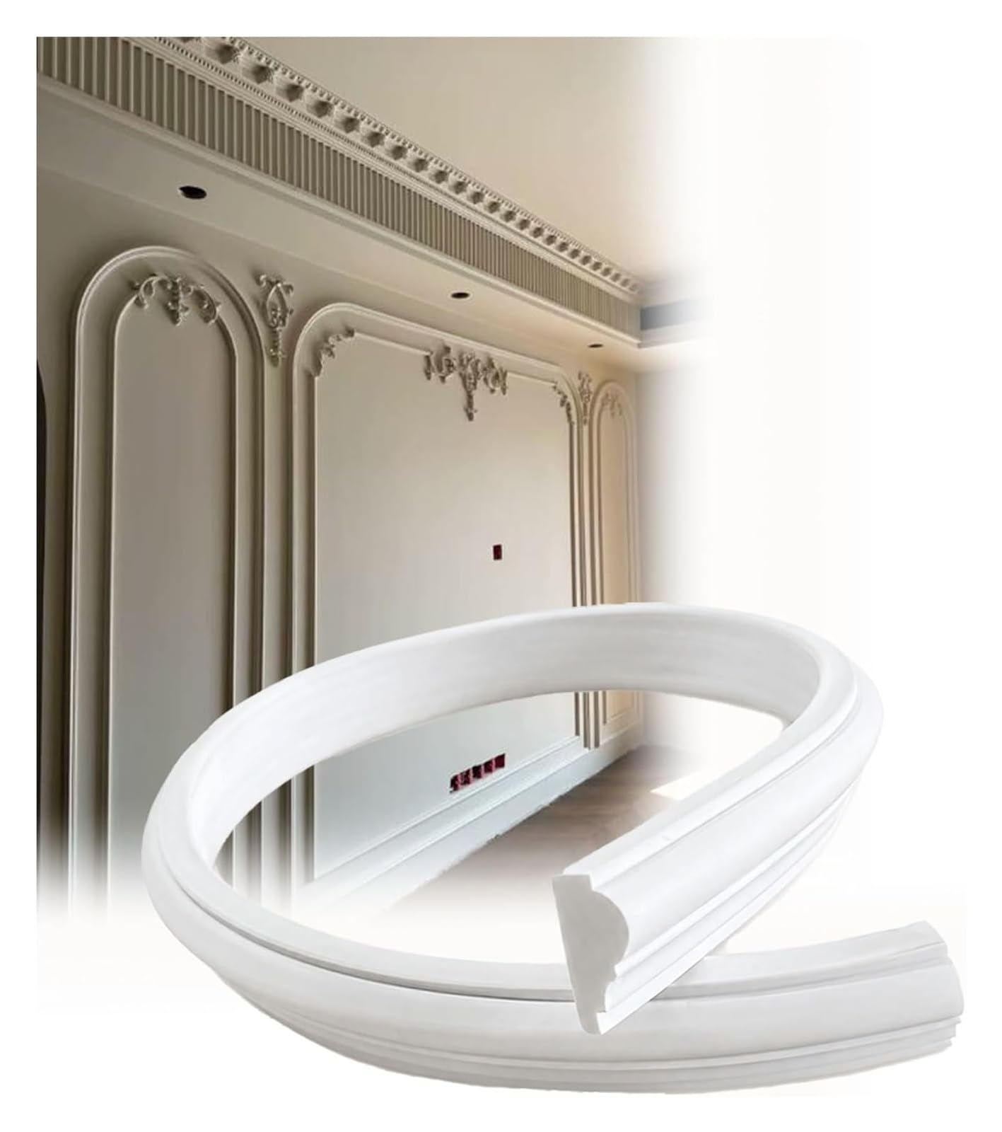 Rivestimento per arco flessibile in PVC con modanatura a parete | Finiture decorative fai-da-te verniciabili per finestre di armadi con aperture curve(W 4cm(1 1/2"),L4m/13.1ft)