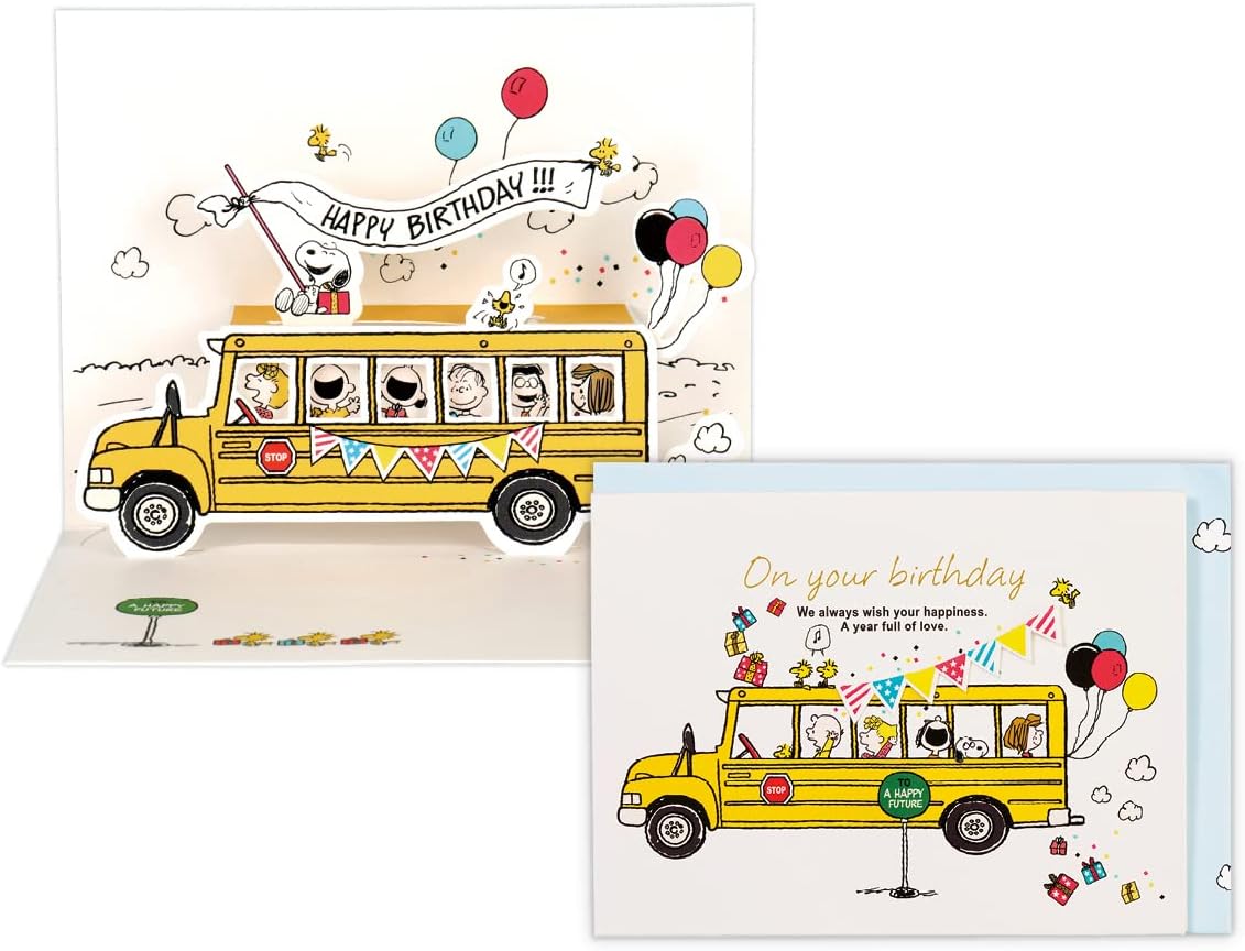 Hallmark 817787 Snoopy Birthday Card, 3D Birthday School Bus