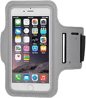 Braçadeira Porta Celular para Corrida Faixa Ajustável e Bolso para Chave (CINZA)
