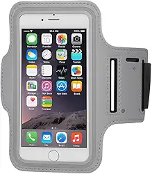 Braçadeira Porta Celular para Corrida Faixa Ajustável e Bolso para Chave (CINZA)