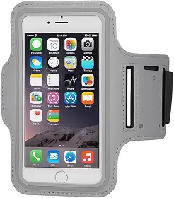 Braçadeira Porta Celular para Corrida Faixa Ajustável e Bolso para Chave (CINZA)
