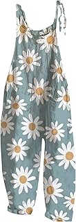 Womens Jumpsuits Casual Loose Floral Print Summer Boho Bib Overalls Wide Leg Sling Sweet Beach Romper for Women