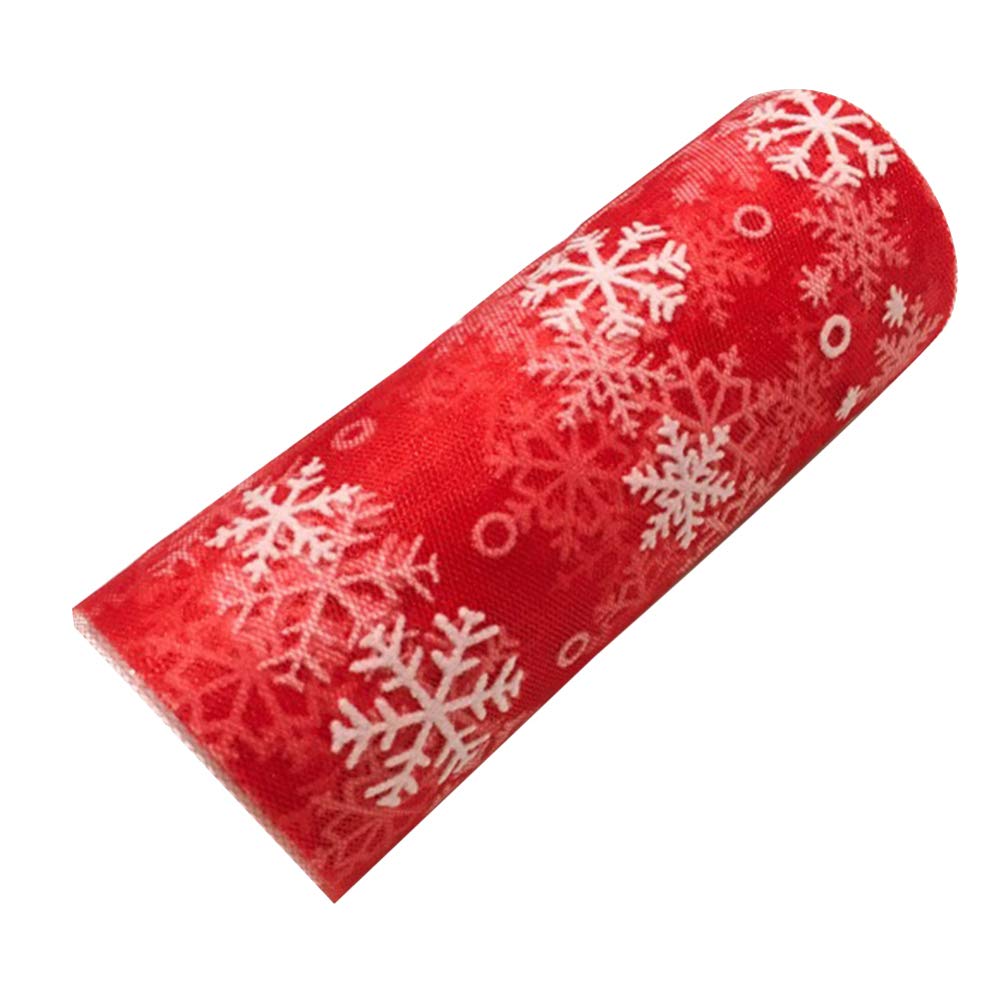 EXCEART Fiocchi di Neve Natalizi Rotoli di Tulle Poliestere Glitter Fiocco di Neve Garza Artigianale per Confezione Regalo Fai da Te Bomboniera Decorazione Natalizia (Rosso 15 Cm)
