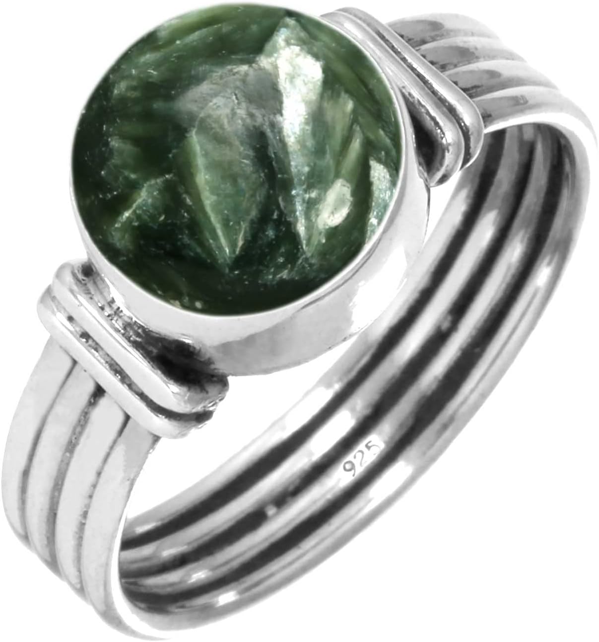 Handmade Genuine 925 Sterling Silver Ring Natural Gemstone Pearl, Labradorite, Amber, Lapis Round Boho Jewelry For Women