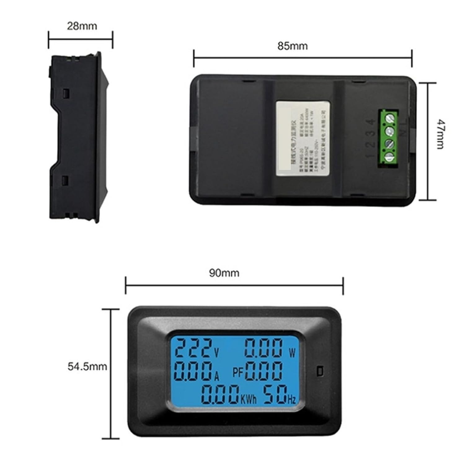 AC22KW 110~250V 100A Digital Voltage Power Energy Voltmeter Ammeter Meters Indicator Current Amps Volt Wattmeter Tester Detector(20A)