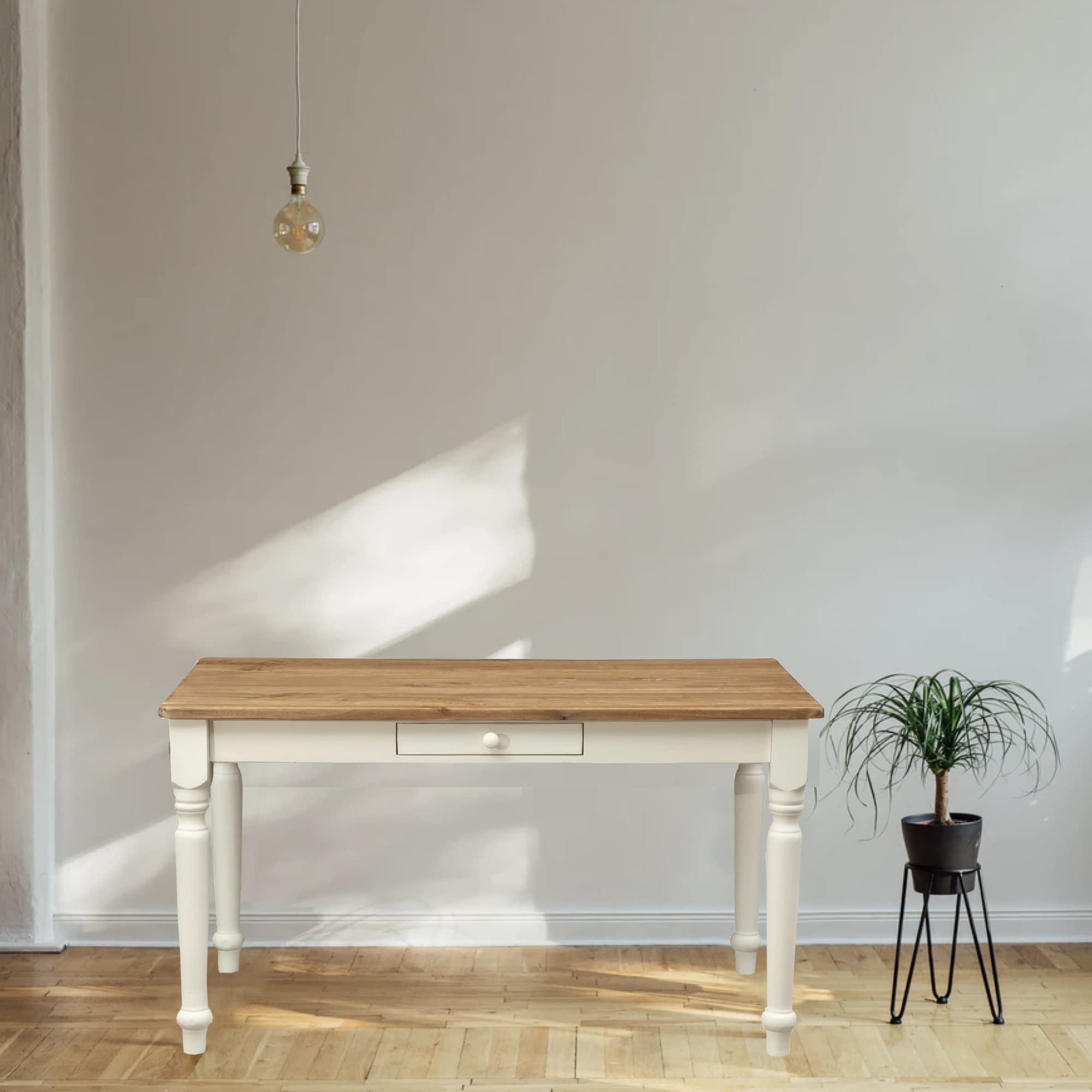 Biscottini Esstisch Holz 140x80x80 cm Made in Italy - Küchentisch Holz mit Schublade - Esszimmertische massiv - Massivholztisch Esszimmer - Wohnzimmertisch handwerklich