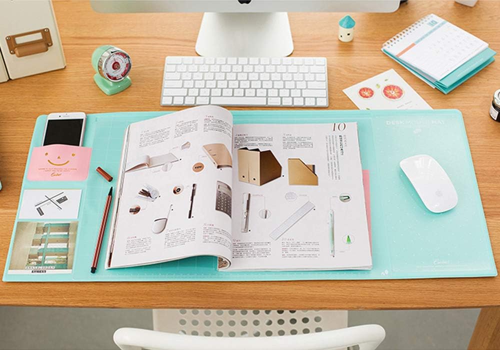 Desk Mats Large Size Gaming Mouse Pad Protector Laptop Desk Pads with 2021 Calendar, Pockets and Dividing Rule Scale (Green)