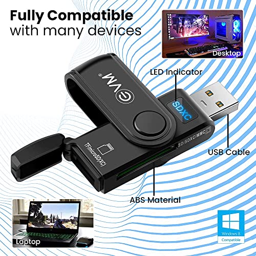 Image of EVM 2in-1 Card Reader - USB 3.0 Memory Card Adapter with Dual Slot - SD & Micro SD Cards Supported - 3 Years Warranty (EVM-CR-003)