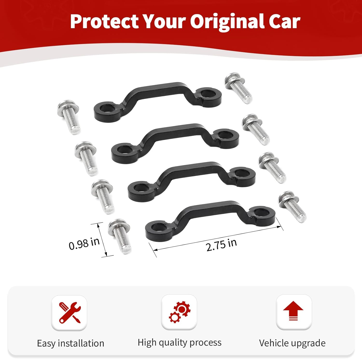 RT-TCZ Door Limit Strap Bracket for Jeep Wrangler JK JKU JL JLU 2007+ & Gladiator JT 2020+, Heavy-Duty Metal Footman Loop Door Stop Replacement with Torx Screws(4PCS)