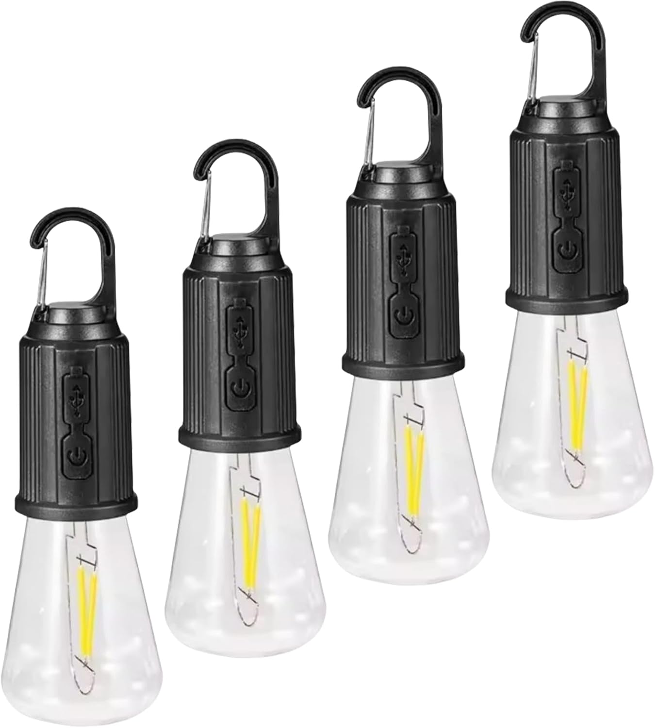 MODOAO LED Bulbs Tent Lights Rechargeable Portable Led Camping Light Fast Charge 3 Mode Lighting Warm White for Outdoor Camping (4 Pcs, T02)