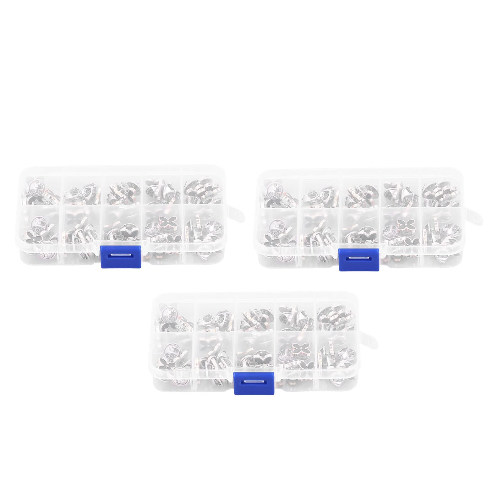 Set di 150 spille nere a quattro punte staccabili per donna, bottoni decorativi per camicie, cappotti e vestiti, con 3 scatole di immagazzinaggio, ideale