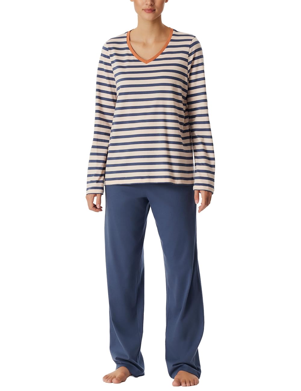 Schiesser Damen Schlafanzug Set lang weiche Baumwolle - Nightwear