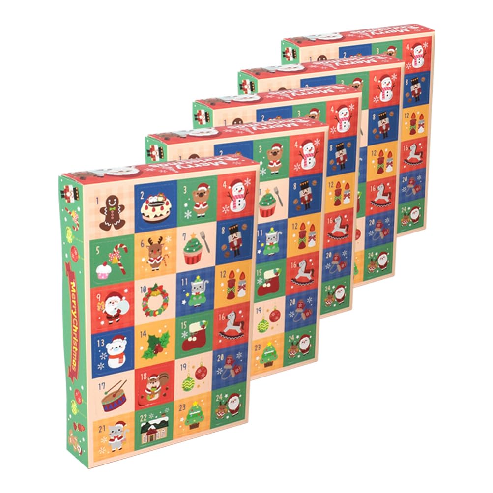 Cabilock 5pezzi Scatole Dell'avvento da Riempire Scatole Regalo Dell'avvento Vuote per Calendario di Natale da Riempire per Vacanze per Conto alla Rovescia di Natale