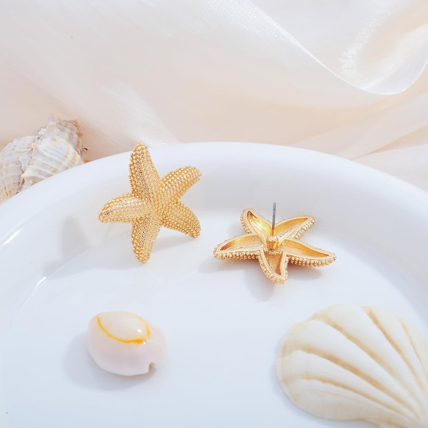 LILIE&WHITE Gold Starfish Stud Earrings For Women Fashion Seashell Conch Earrings Summer Beach Ocean Shell Earring Trendy Jewelry Gift On Vacation - Image 5