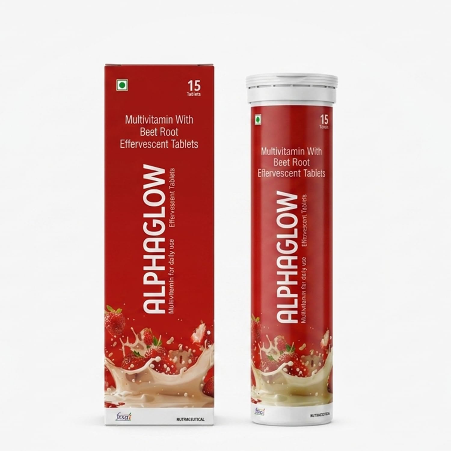 ALPHAGLOW Multivitamin with Beet Root Effervescent Tablets | Strawberry Flavor | Daily Wellness Support | Vitamin Blend with Beet Root | 15 Tablets-image-46