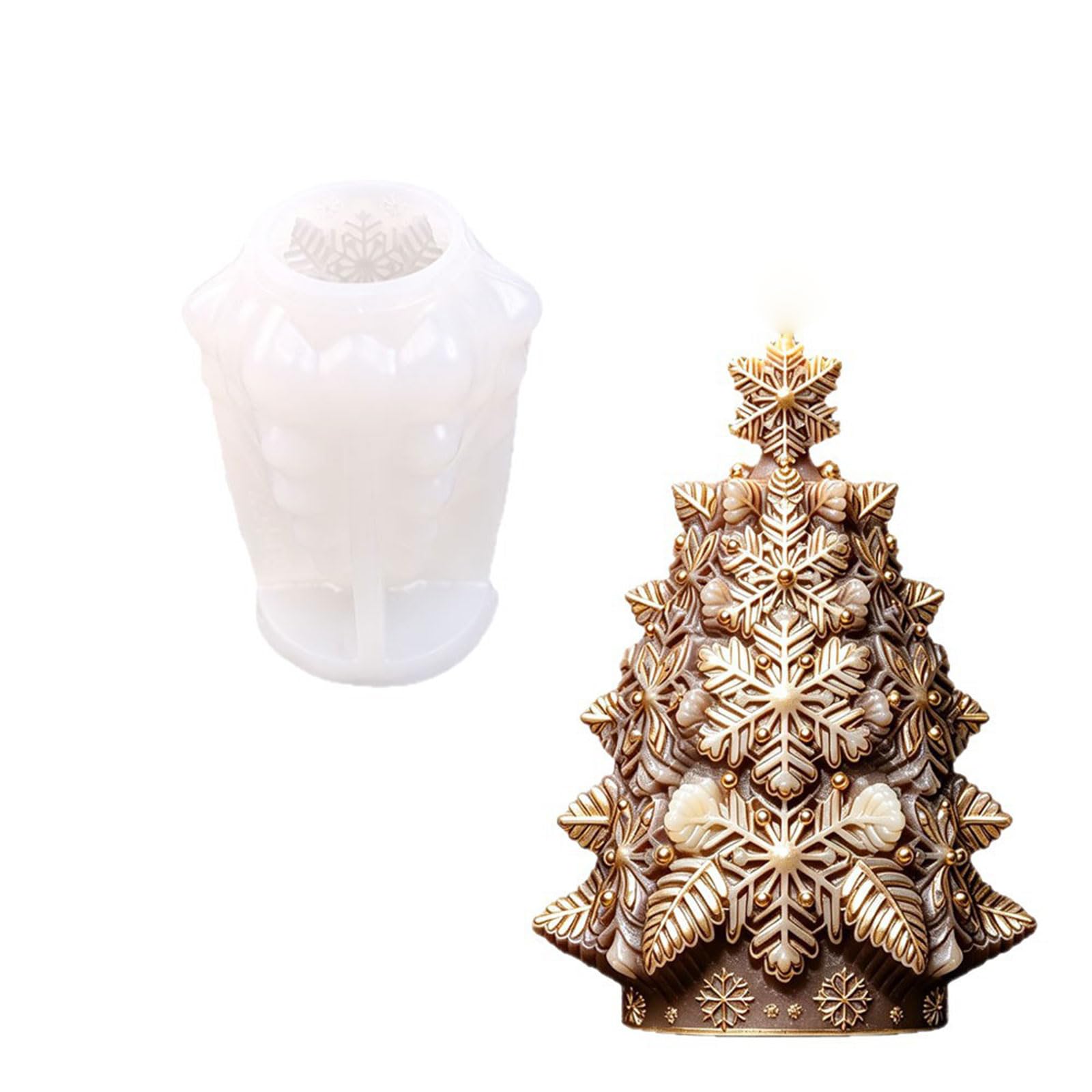 Pangboer Multicolor Display Making Tool Christmas Fir Silicone Shape For Soap Wax Resin Plaster Home Hobby Decorative Accent Tabletop Holiday Mold Christmas Tree Wax Mold Snowflake Silicone Form