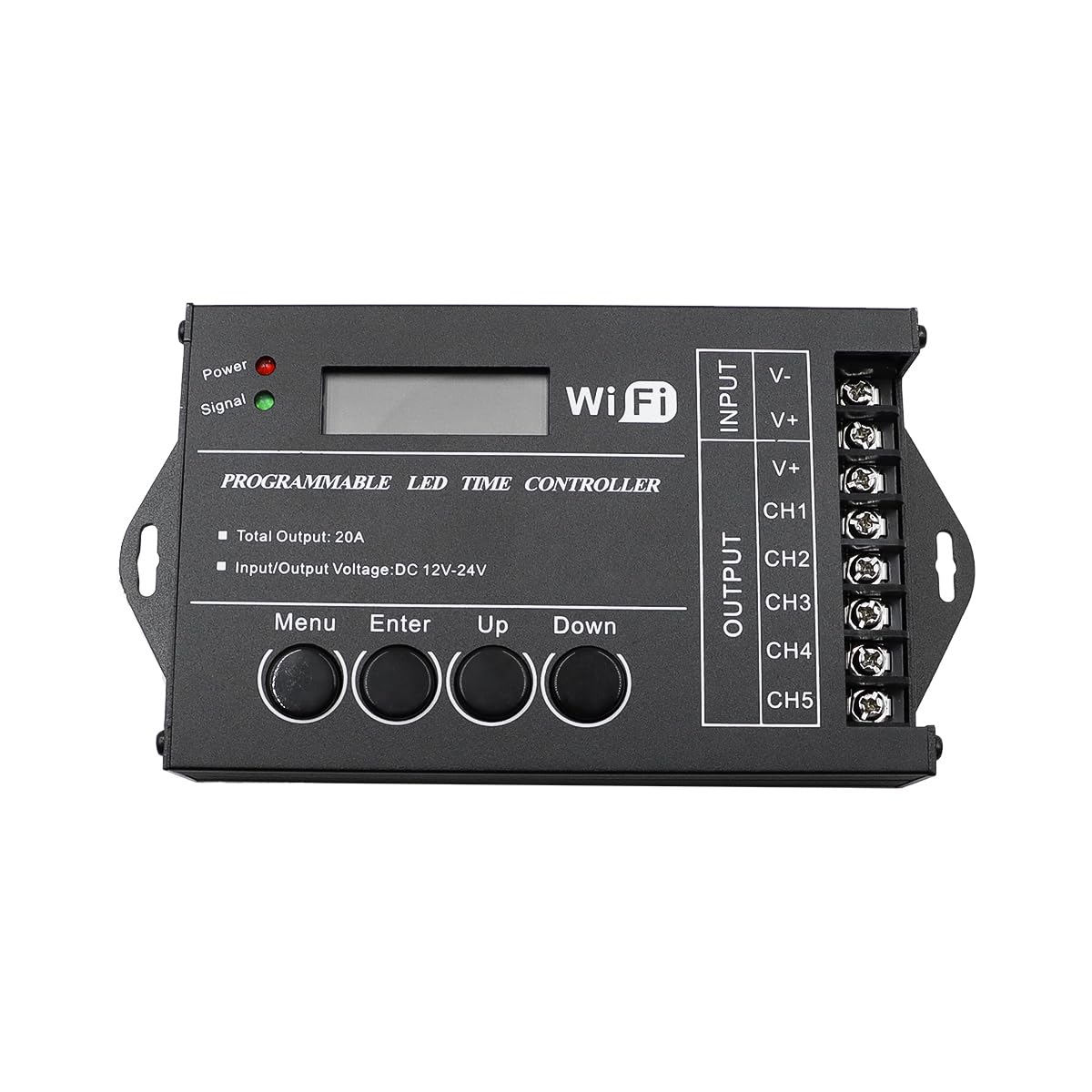 Batum Timer programmabile a 5 canali, alimentazione DC 12-24V, dimmerabile per strisce LED.