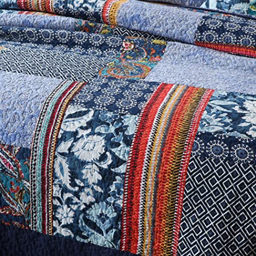 Yvooxny King Quilt Set Reversible Lightweight Bohemian Paisley Patchwork Cotton Quilted Bedspread Coverlet Set 3-Piece Bedding Set With Pillowcases For All Seasons, King Size, 108 * 96 Inches #TOP3
