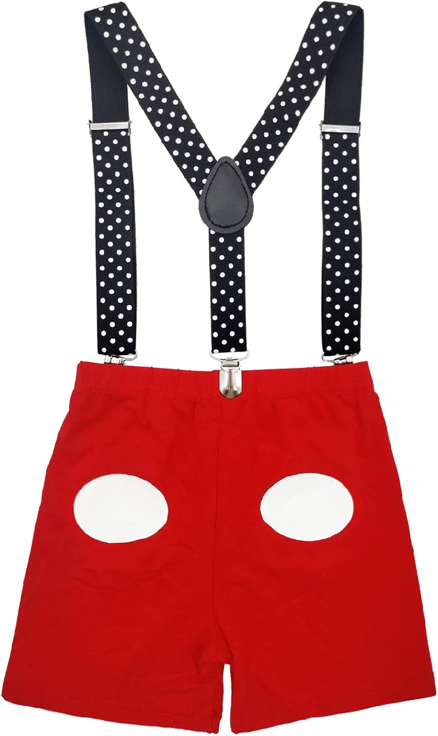 Miniatura 4 de Wosixima Disfraz de ratón para bebé niño, traje de 1er cumpleaños, cosplay, corbatín, tirantes, pantalones cortos, esmoquin