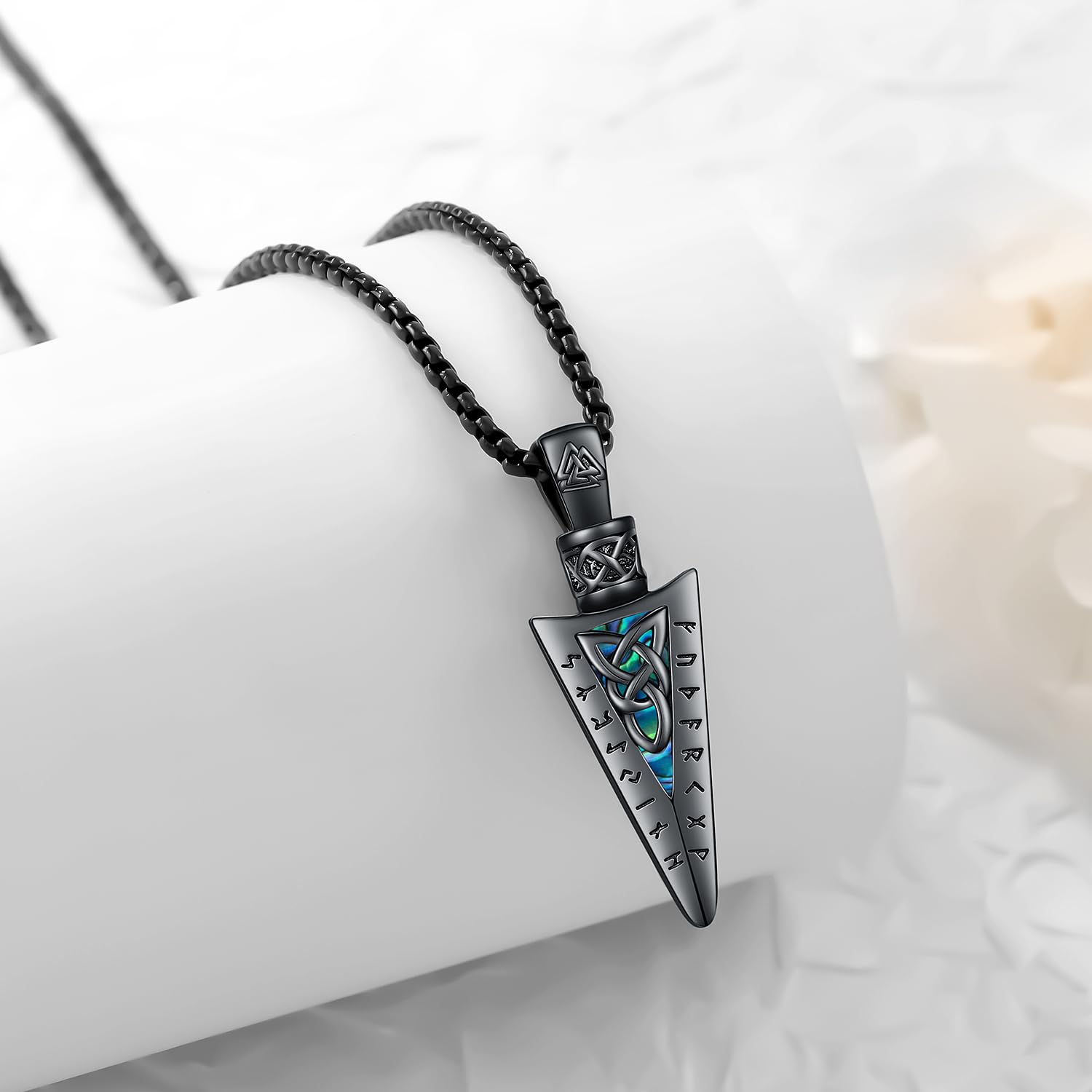 Wikinger Kette Herren 925 Sterling Silbe Pfeil/Thors Hammer/Lebensbaum/ViKing Kreuz Keltischer Anhänger Halskette Amulett Nordische Wikinger Schmuck für Herren Damen