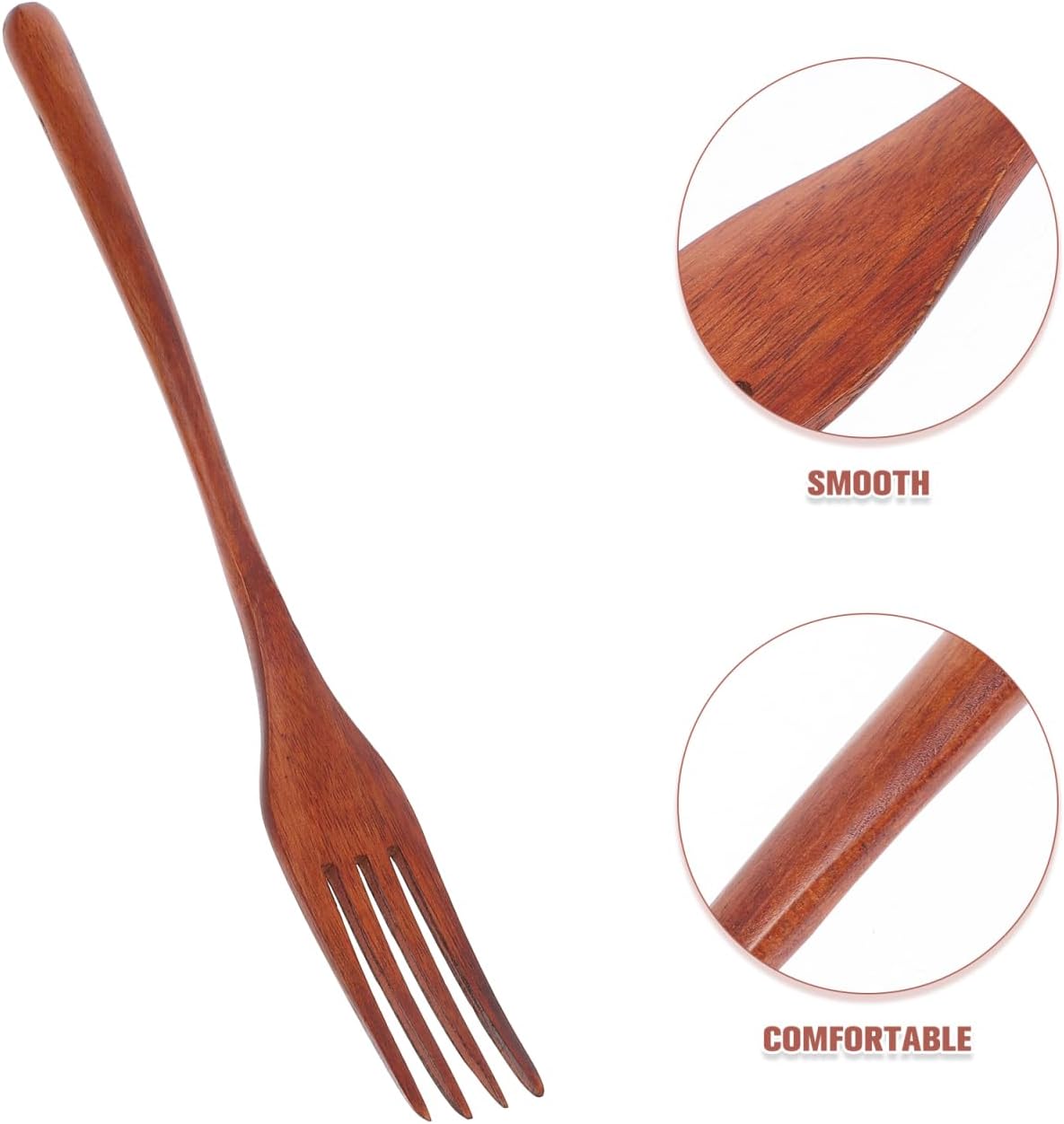 Cabilock Wooden Mixing Fork, 8.85-Inch Long Handle Kitchen Serving Tool