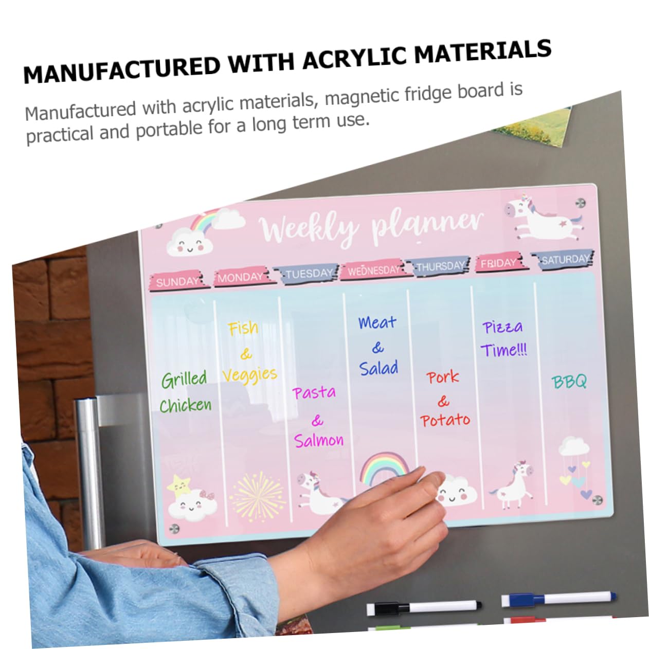 STOBOK Trocken Abwischbare Acryltafel Für Kühlschrank Magnetische Planertafel Transparente Tagesplanertafel