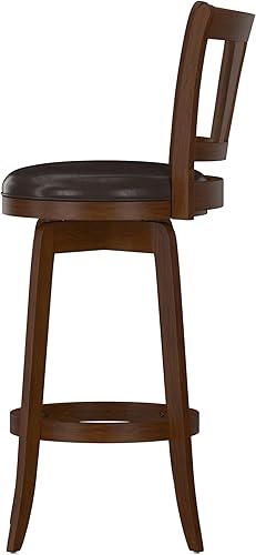 Miniatura 107 de Hillsdale Presque Isle Taburete giratorio de madera con asiento de piel sintética, altura de barra, color negro Negro -,gris (Aged