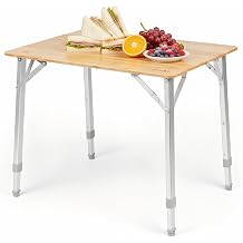 ASIEIT Adjustable Height Large Folding Camping Table with Carry Bag Lightweight Aluminum Folding Beach Table Loads 80KG for Cooking Picnic Beach Backyards Small
