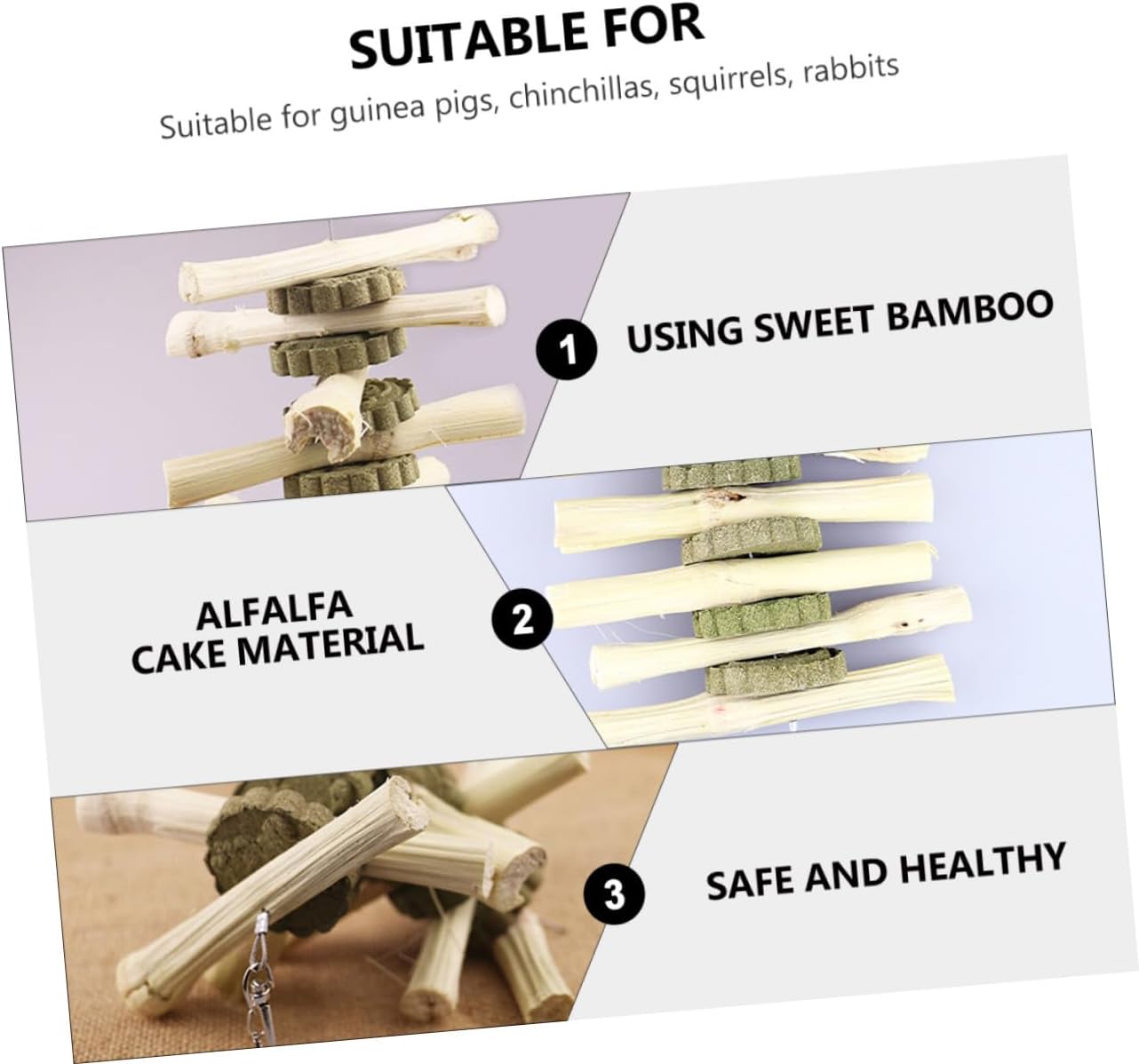 2Pcs Bunny Chew Alfalfa Cake for Rabbits Animal Molar Pet Supply for Plant-Eating Teeth Grinding and Digestion Support