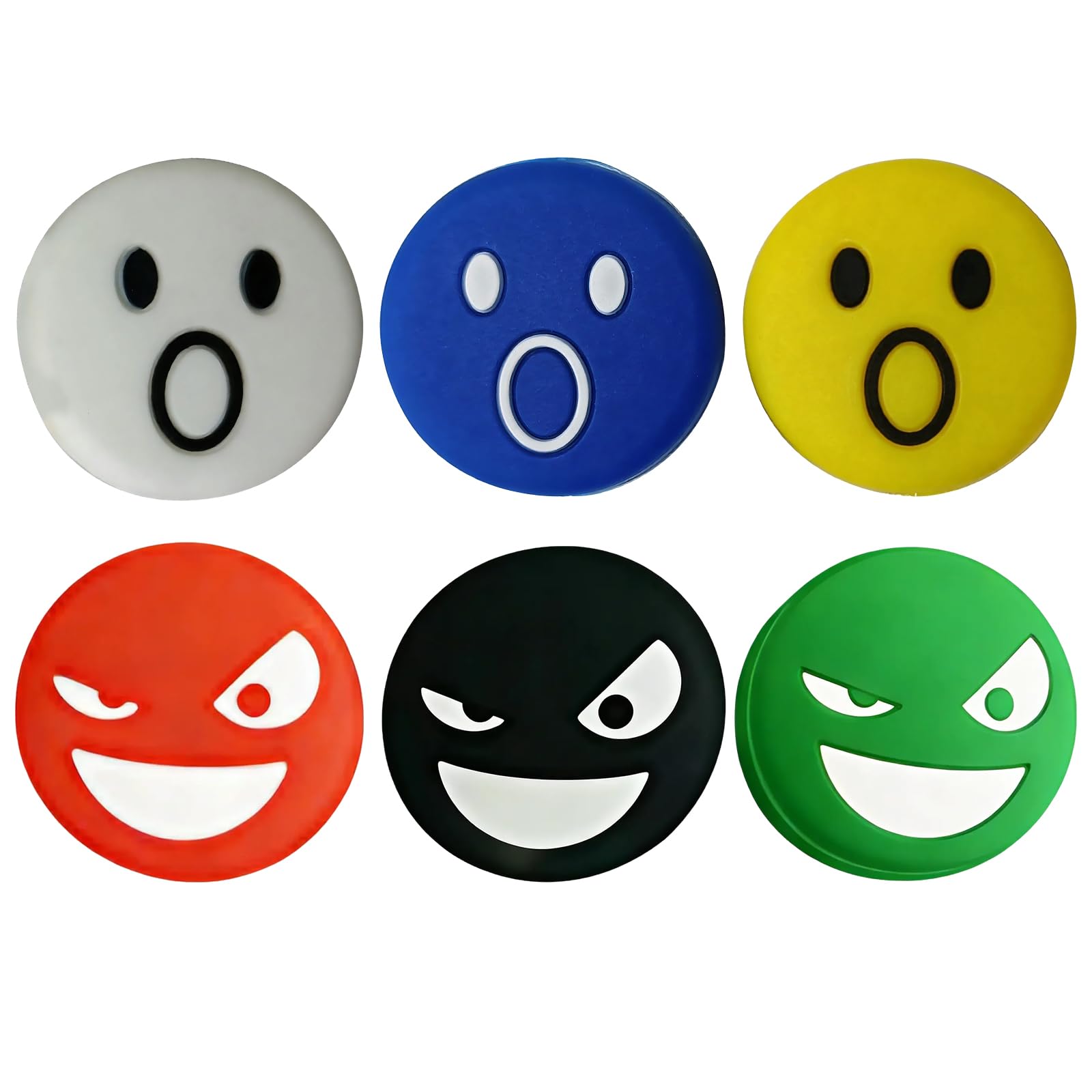 6 Piezas Antivibrador Raqueta Tenis - Silicone, 6 Colores (Amarillo, Azul, Blanco, Verde, Rojo, Negro)