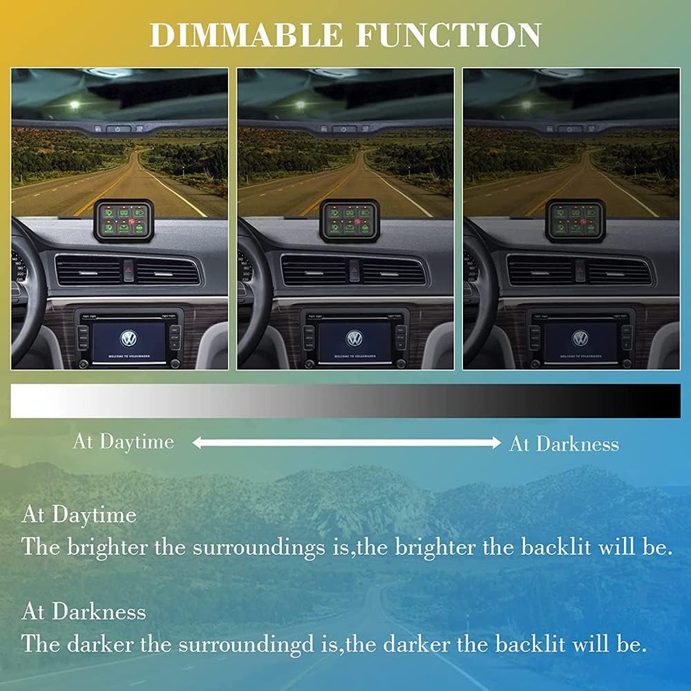 6 Gang Switch Panel, Universal Circuit Control Relay System Box, Automatic Dimmable Momentary + Strobe + Standard Modes, For Car Pickup Truck Boat UTV SUV