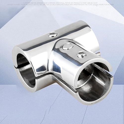 Vista 2 de SEADEAR Barco de 3 vías Montaje de riel Barco Barandilla Marina 316 Acero Inoxidable 90 Grados T/Tee Montaje Rail Conector Split 1.181 in Tubo