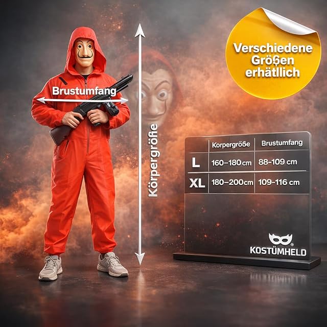 Foto 2 de 4 de TK Gruppe Timo Klingler Kostümheld Juego de 3 disfraces de casa del dinero 3 en 1 unisex para adultos unisex…