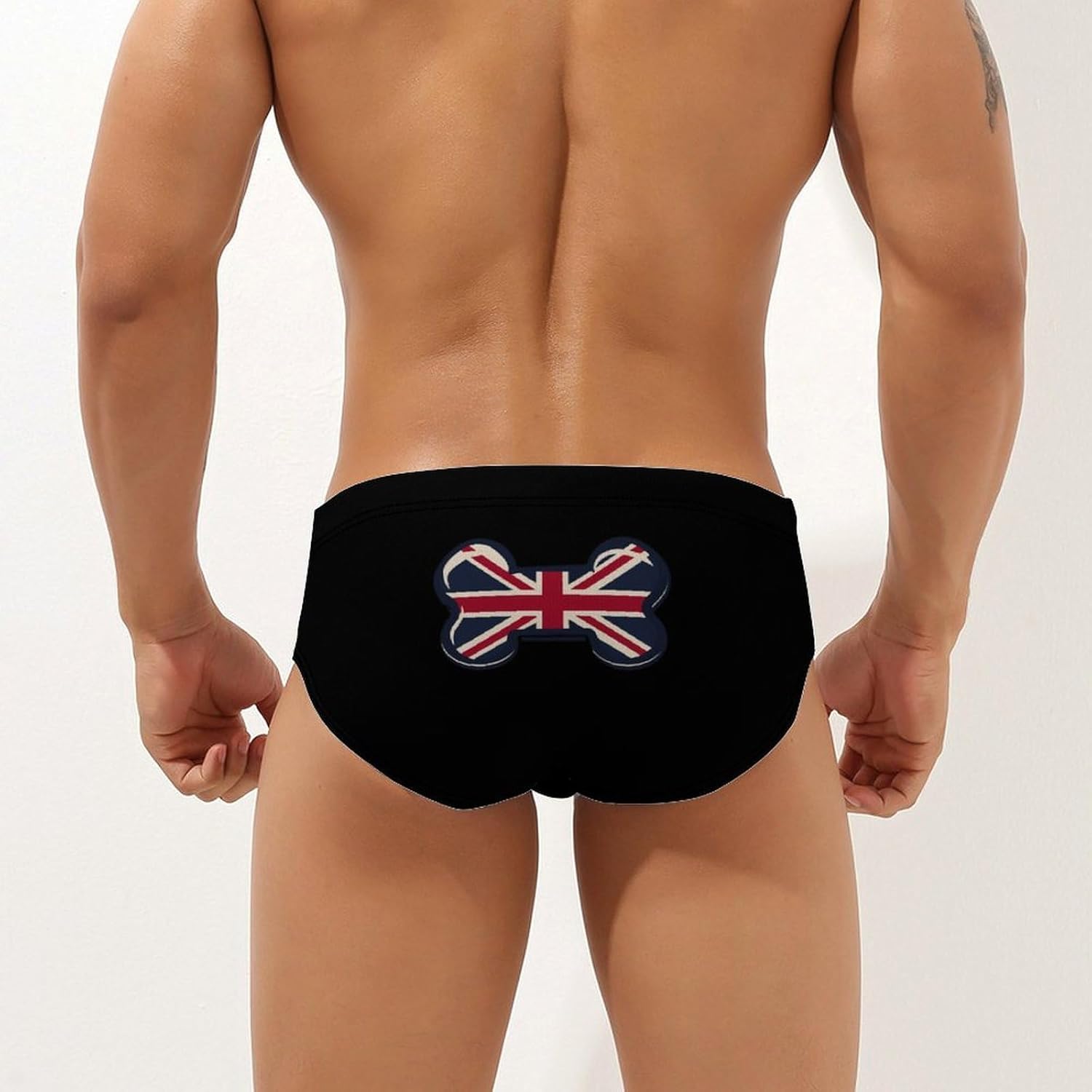 Bone Shaped United Kingdom Flag Men's Swimsuit Brief Sexy Bikini Briefs Retro Printed Swimwear Quick Dry Swimming Trunks XX-Large (xx_l)