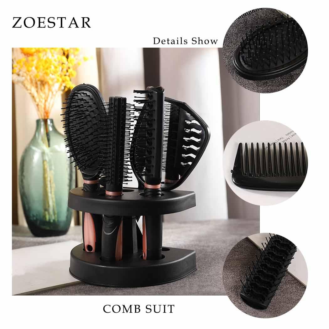 Zoestar 5Pcs Hair Brush and Comb Set for Women and Men (D-Pink) image 5