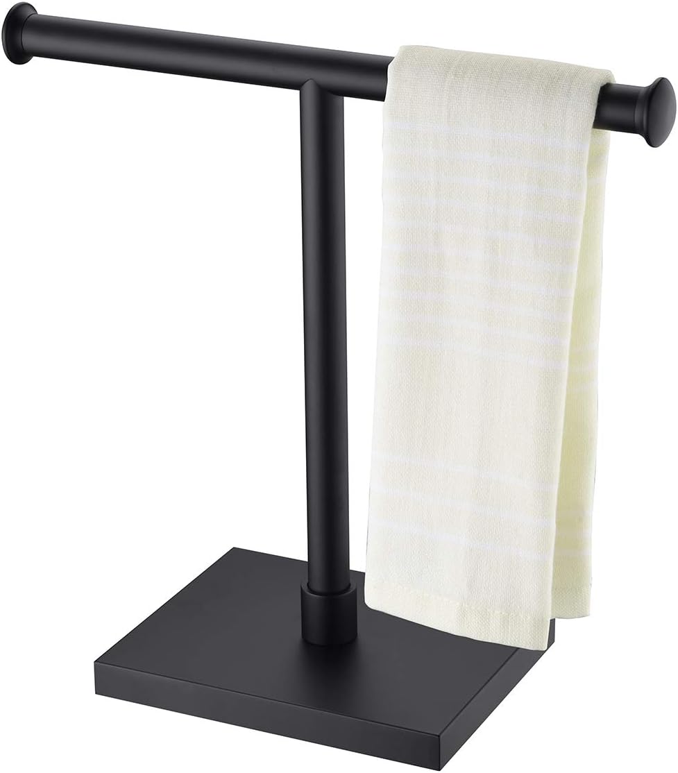Miyili Matte Black Hand Tree Rack SUS 304 Stainless Steel Modern T-Shape Freestanding Countertop Towel Holder, E02B